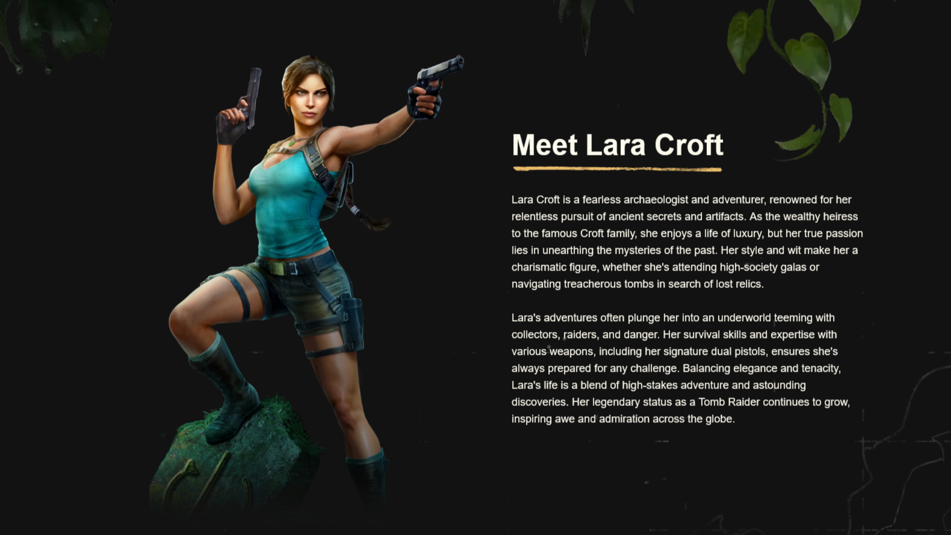 Lara Croft Biography by Crystal Dynamics
