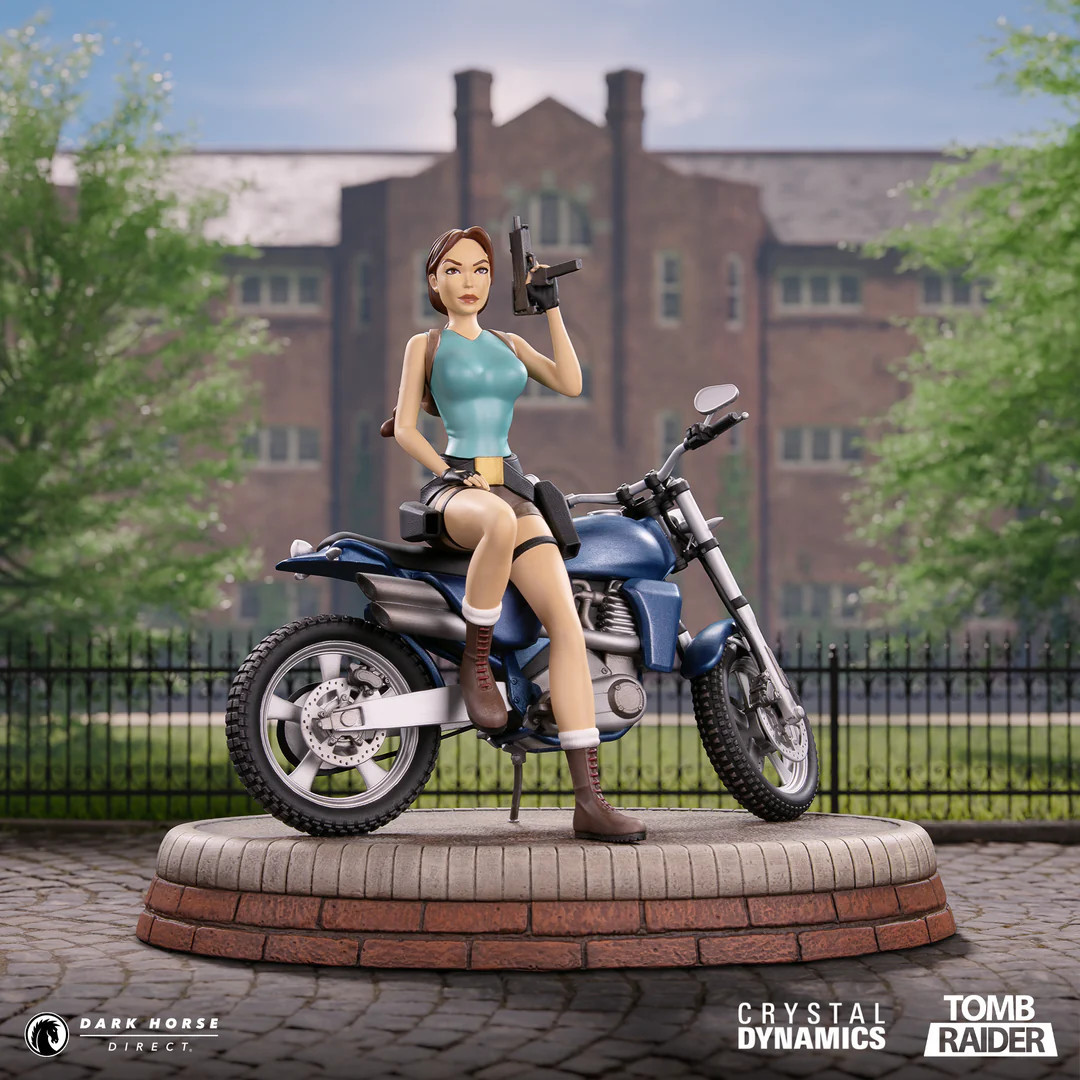 Tomb Raider Lara Croft Classic Motorbike Premium Statue, Dark Horse Direct, Crystal Dynamics