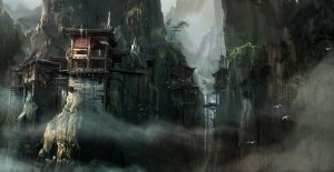 Tomb Raider from Crystal Dynamics Conceptual Artwork Cliffside Village