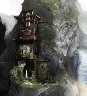 Tomb Raider from Crystal Dynamics Conceptual Artwork Cliffside Village