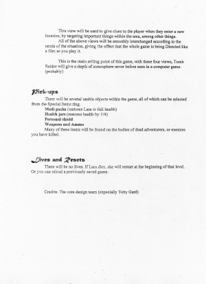 Tomb Raider Game Design Document 1.3 20.3.1995