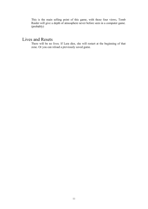 Tomb Raider Game Design Document 1.8 9.5.1996